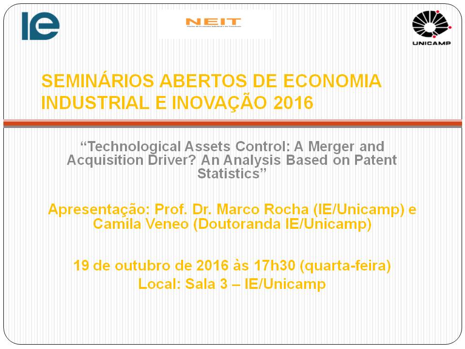 SEMINARIOS ABERTOS DE ECONOMIA INDUSTRIAL E DA INOVACAO 2016 19.10