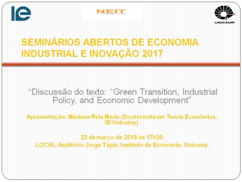 SEMINARIOS ABERTOS DE ECONOMIA INDUSTRIAL E INOVACAO 2018 22.03