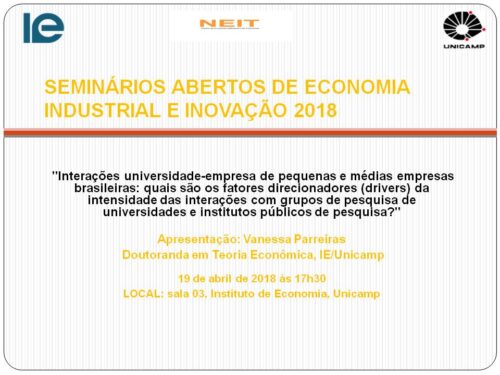 SEMINARIOS ABERTOS DE ECONOMIA INDUSTRIAL E INOVACAO 2018 19.04