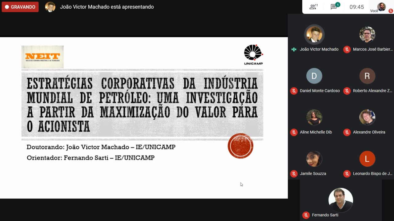 I Seminário Online de Jovens Pesquisadores em Economia Industrial, da Tecnologia e da Inovação