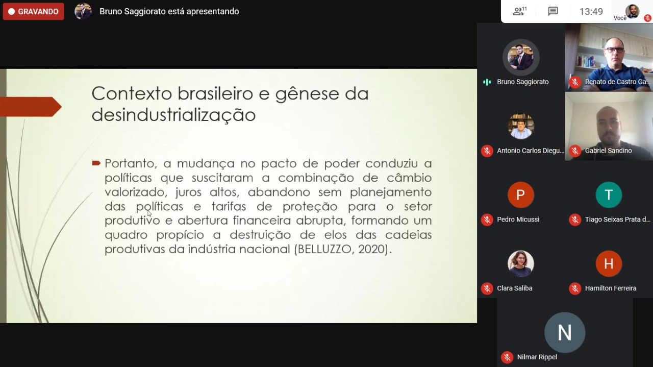 I Seminário Online de Jovens Pesquisadores em Economia Industrial, da Tecnologia e da Inovação