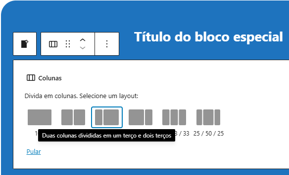inserindo colunas